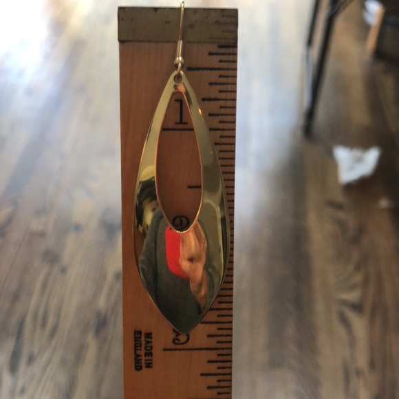 Elongated geometric gold tone dangles. Ed Force (China) pierced/fishhooks GUC - Picture 8 of 9